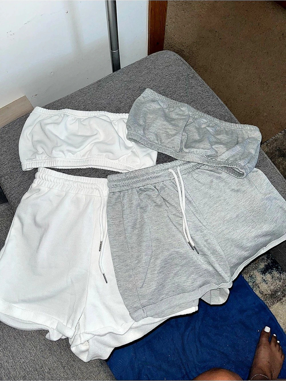 Gray & White Athletic Shorts Set (2)